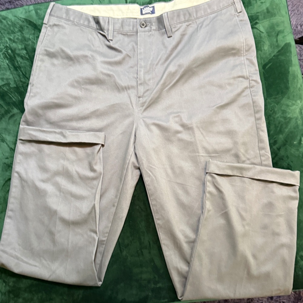 Lands End Mens Traditional Fit Chino Pants Gray 42T 100% Cotton V3676/F25218
